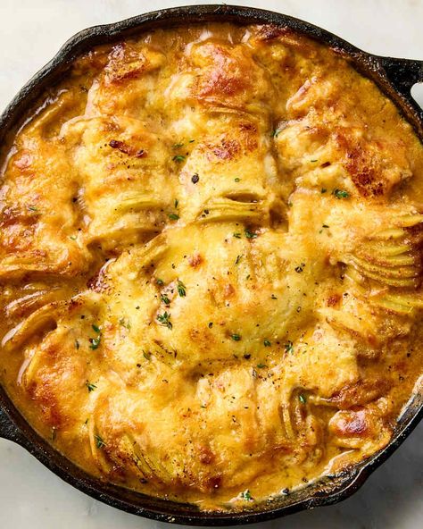 My "French Onion Scalloped Potatoes" Will Disappear Before They Cool Off Veggie Side Dish Christmas, Side Dishes For Christmas Dinner, Starch Sides, Creamy Cheesy Potatoes, Christmas Dinner Side Dishes, Potato Casseroles, Recipes Potatoes, Potato Side Dish, Layered Potato