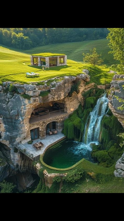 Buildings Taken Over By Nature, Fairytale Homes, Extraordinary Houses Architecture, Nature House, Strange Houses Unusual Homes, Houses On A Cliff, Weird Architecture Unusual Homes, Paradise Pools, Earth Sheltered Homes