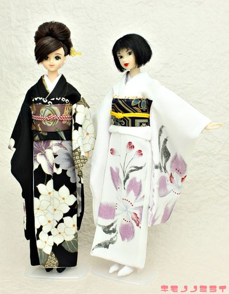 Doll Kimono, Blythe Pattern, Kimono Patterns, Pattern Clothes, Kimono Pattern, Doll Fashion, Japanese Kimono, Diy Doll, Doll Dress