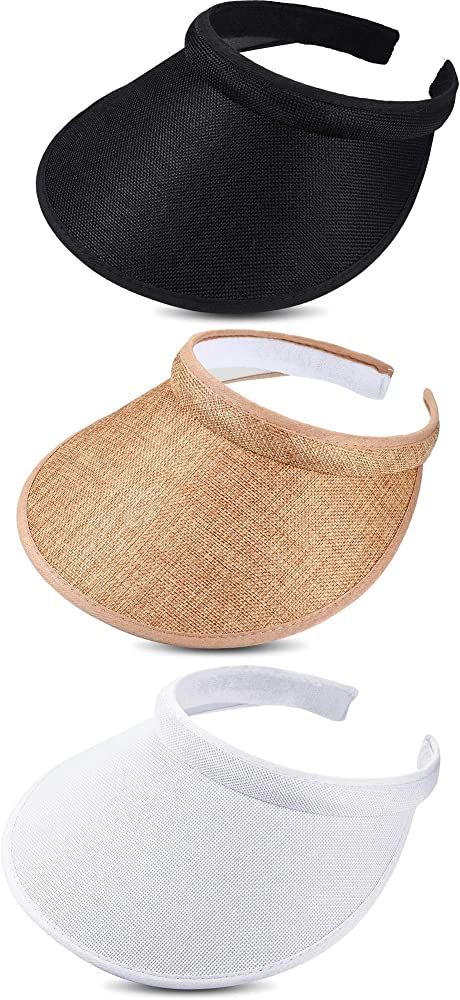 Syhood 3 Pieces Sun Visor Hats Summer Wide Brim Clip on Beach Adjustable Large Brim Cap Golf Hat for Women, Color Set 1, as the pictures shown : Amazon.ca: Clothing, Shoes & Accessories Womens Visor, Hats Summer, Tropical Sun, Sun Visor Hat, Girls Natural Hairstyles, Sun Cap, Beach Color, Hat Clips, Golf Hat