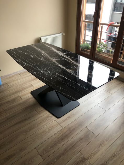 Black Marble Dinner Table, Black Marble Dining Table, Granite Dining Table, Dining Room Table Marble, Black Marble Coffee Table, Luxury Dining Tables, Table Top View, Modern Sofa Living Room, Wood Furniture Design