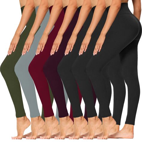 PRICES MAY VARY. 92% Polyester Pull On closure Machine Wash ★MULTIPLE COLORS: Our leggings have more than 20 available colors. These colors are very fashionable and beautiful and great for pairing with a variety of clothes and shoes so that you have yourself unique style of dress in each season and they are perfect for adding to your wardrobes. ★HIGH WAIST: Our leggings made from a polyester-blend fabric with a touch of spandex for easy, comfy wear. Cut in a high-rise silhouette with a slim fit Soft Tummy, Control Pants, Purple Clothing, Basic Leggings, Stretchy Pants, Workout Running, Workout Yoga, Leggings For Women, Yoga Workout