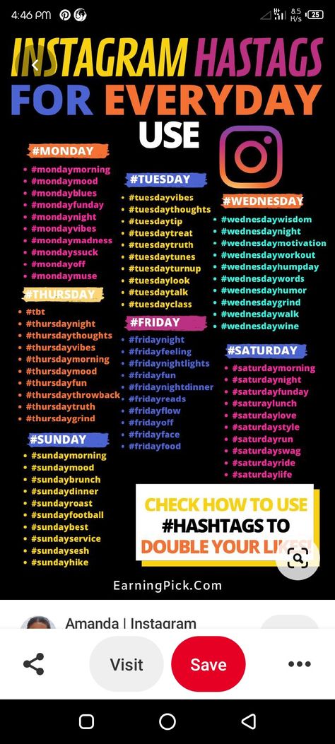 instagram hashtag likes idea Friday Hashtags Social Media, Friday Themes For Social Media, Thursday Hashtags Social Media, Wednesday Hashtags Social Media, Monday Hashtags Instagram, Sunday Hashtags Instagram, Art Hashtags For Instagram, Tik Tok Hashtags Ideas, Birthday Hashtags Instagram