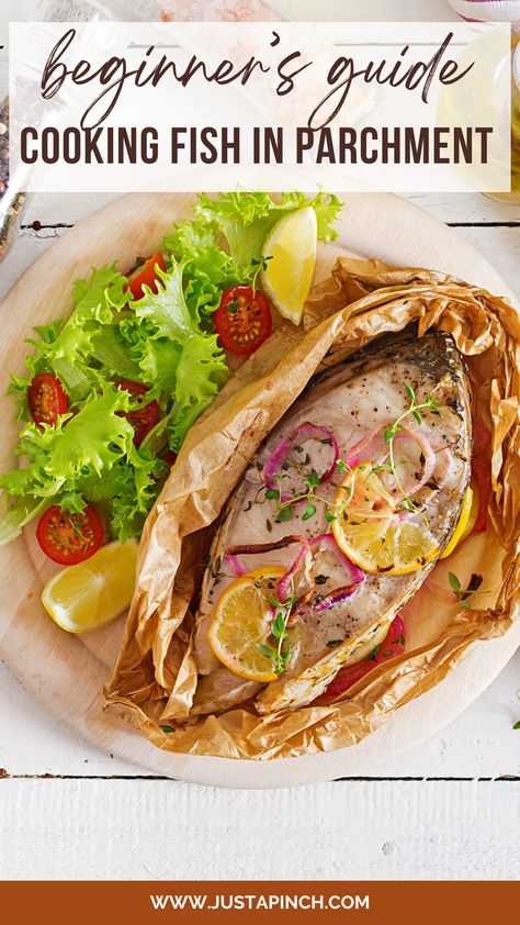 Cooking Fish in Parchment: A Beginner’s Guide Cod In Parchment Paper Recipe, Fish Parchment Packets, Fish In Parchment, Fish Cooked In Parchment Paper, Salmon Cooked In Parchment Paper, Great Dinner Ideas, How To Cook Fish, Cooking Method, What To Make