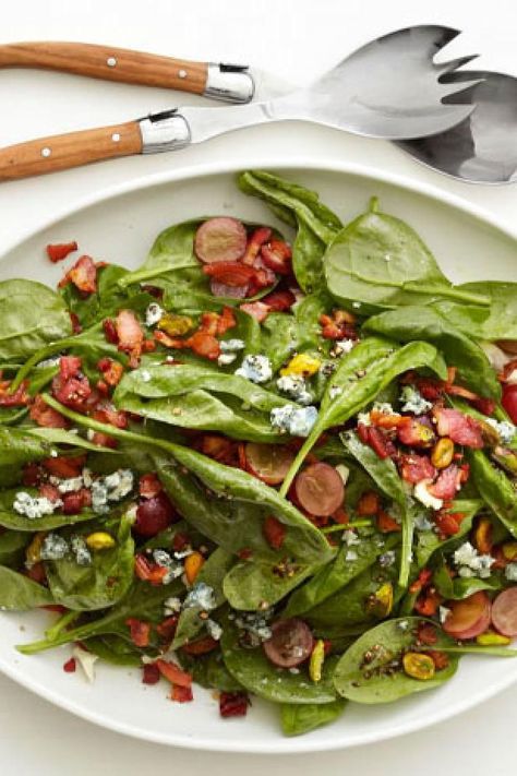 Get Warm Spinach Salad Recipe from Food Network Warm Spinach Salad, Holiday Appetizers Easy, Spinach Salad Recipes, Holiday Appetizers Recipes, Healthy Holiday Recipes, Food Network Magazine, Holiday Appetizers, Spinach Salad, Spring Recipes