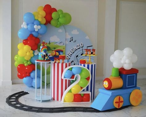 Bob The Train Birthday Theme, Train Theme Decorations, Bob The Train Birthday Party Ideas, Tayo Birthday Decoration, Train Theme Birthday Party Decorations, Transport Theme Birthday Decor, Transportation Birthday Theme, Train Birthday Decorations, Train Birthday Party Decorations