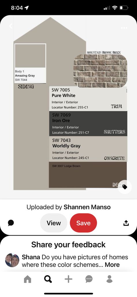 White And Dark Brown Home Exterior, Accent Colors For Tan House Exterior, Urban Bronze Shutters Exterior Houses, Black Roofs Color Schemes, Worldly Gray Exterior House, Iron Ore Trim Exterior, Brick Accent Exterior House, Tan House Exterior Color Schemes, Tan Brick House Exterior Color Schemes