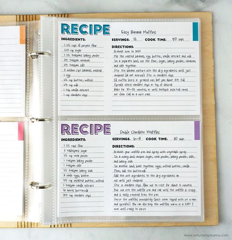 Wooden Recipe Book Binder | artsy-fartsy mama Ideas For Recipe Books, Recipe Book Background Design, Recipe Card Ideas Diy, Minimalist Recipe Book, How To Make Your Own Recipe Book, Recipe Book Gift Ideas, Creating A Cookbook, Index Card Recipes, How To Make Recipe Book