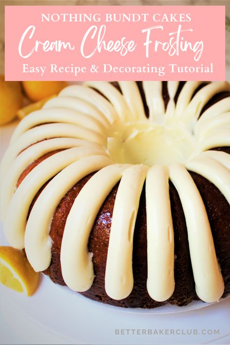 How to Frost Nothing Bundt Cakes Style + Frosting Recipe  - Better Baker Club Bundt Cake Icing Recipe, Nothing Bundt Cake Icing Recipe, Bundt Cake Icing, Bundt Cake Frosting Recipe, Bundt Cake Cream Cheese Frosting, Cake Icing Recipe, Bunt Cake Recipe, Mini Bundt Cakes Recipes, Easy Bundt Cake Recipes