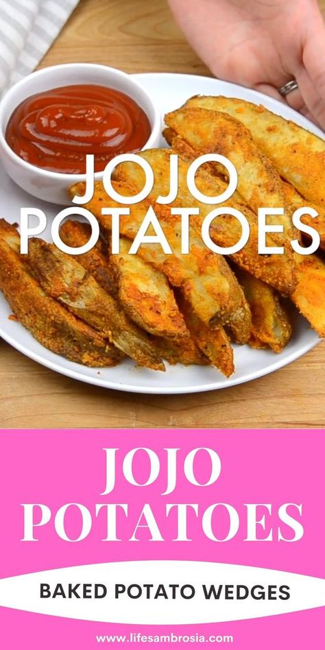 Seasoned and baked to perfection, jojo potatoes are a hit with the whole family! Jojos Recipes, Jojo Potato Wedges, Jo Jo Potatoes, Jojo Potatoes, Jojo Recipe, Potato Wedges Recipe, Wedges Recipe, Potato Wedges Baked, Potato Recipes Side Dishes