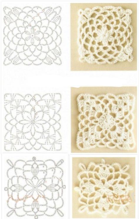 Motifs Granny Square, Squares Crochet, Japanese Crochet, Mode Crochet, Crochet Motif Patterns, Crochet Blocks, Crochet Square Patterns, Granny Squares Pattern, Crochet Motifs