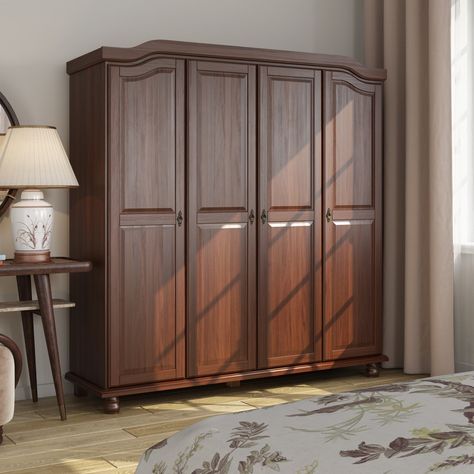 Reka Bentuk Bilik Tidur, Solid Wood Wardrobes, 4 Door Wardrobe, Wood Armoire, Raised Panel Doors, Bedroom Armoire, Wooden Wardrobe, Wooden Door Design, Wardrobe Design Bedroom