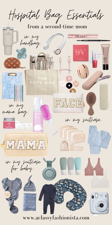 HOSPITAL BAG ESSENTIALS || WHAT I'M PACKING AS A SECOND-TIME MOM | A Classy Fashionista Hospital Bag Checklist Minimal, Mommy Essentials New Moms, Mama Hospital Bag, Newborn Hospital Essentials, Labor Delivery Bag, Best Hospital Bag For Mom To Be, Hospital Essentials For Delivery, What To Take To The Hospital For Labor, What’s In My Hospital Bag