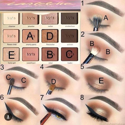 Tarte ~ Tartelette in Bloom palette Tartelette In Bloom Palette, Make Up Diy, Tartelette In Bloom, Make Up Designs, Drugstore Makeup Tutorial, Trendy Eyeshadow, Make Up Tutorials, Eye Makeup Steps, Makeup Step By Step