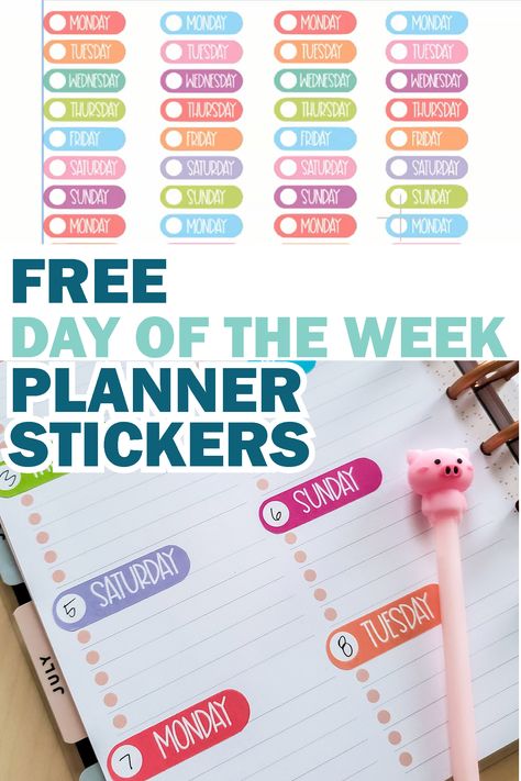 How To Make Planner Stickers, Days Of The Week Planner Stickers, Free Cricut Print And Cut Planner Stickers, Planner Stickers Printable Free, Happy Planner Stickers Free, Organization Papers, School Planner Stickers, Days Of The Week Stickers, To Do Stickers