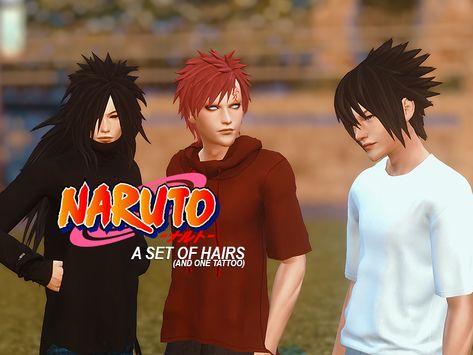 Madara And Sasuke, Sims 4 Toddler Clothes, His Tattoo, Sims 4 Anime, Pelo Sims, Hair Set, Free Sims, Play Sims, Sims 4 Toddler