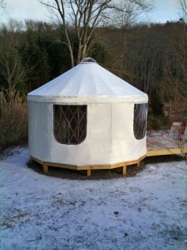 16' Diameter Yurt - White Top and Sides Yurts For Sale, Beautiful Outdoor Spaces, Eco House, House Beautiful, Yurt, White Hoodie, Stardust, White Top, Exterior Design