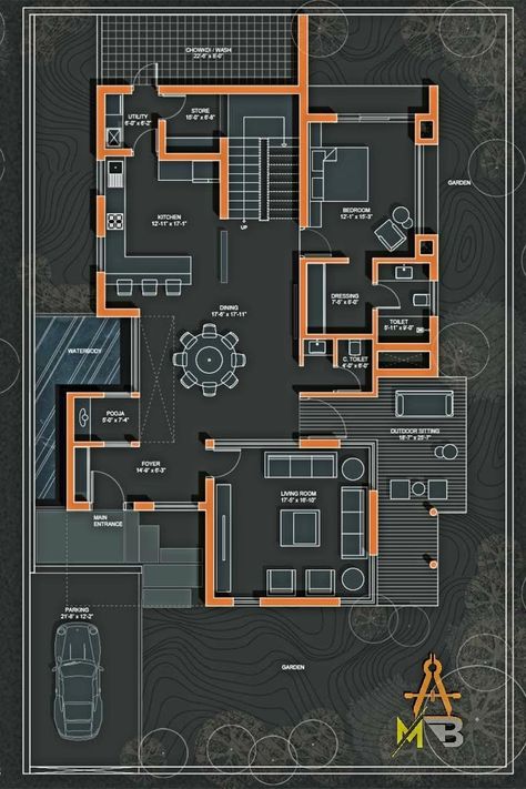 Plan For Villa Two Floor, Housing Plans Architecture Layout, Modern Villa Floor Plan, Architecture Floor Plan Presentation, Luxury Villa Plan, 30x60 House Plans, 2 Storey House Plan, Modern Villa Plan, 2d House Plan