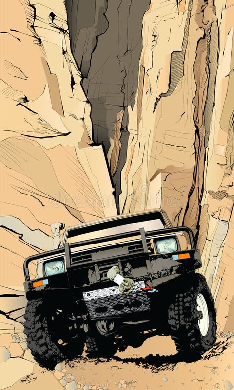 Four wheel car. Vector illustration of a four wheel car on a off road driving in #Sponsored , #AD, #Affiliate, #car, #driving, #road, #wheel Offroad Illustration, Off Road Wallpaper, Car Illustration Art, Driving Illustration, Jeep Illustration, Off Road Cars, Car Vector Illustration, Driving Road, Best Off Road Vehicles