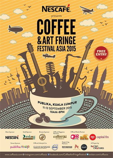 11-13 Sep 2015: Coffee & Art Fringe Festival Asia 2015 Coffee Event Poster Design, Coffee Event Poster, Coffee Event Ideas, Coffee Festival Poster, Food Festival Design, Food Malaysia, Food Festival Poster, Coffee Event, Coffee Festival