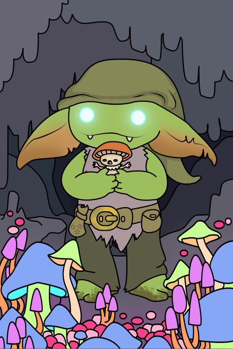 Chibi Goblin, Cute Goblin Drawing, Goblin Cute, Cute Goblin Art, Goblin Cartoon, Goblin Doodle, Weird Pfps, Goblins Drawing, Mushroom Goblin