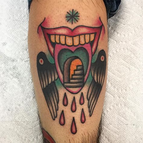 Blood Drop Tattoo, Drop Tattoo, Tongue Tattoo, Mouth Tattoo, Wings Feathers, Surreal Tattoo, Tattoo Filler, Blood Drop, Traditional Tattoo Design