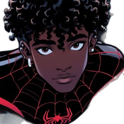 Black Spiderman Miles Morales, Miles Morales With Braids, Miles Morales Front View, The End Suit Miles Morales, Miles Morales Portrait, Spiderman Miles Morales, Spiderman Miles, Reference Drawing, Spiderman Art Sketch