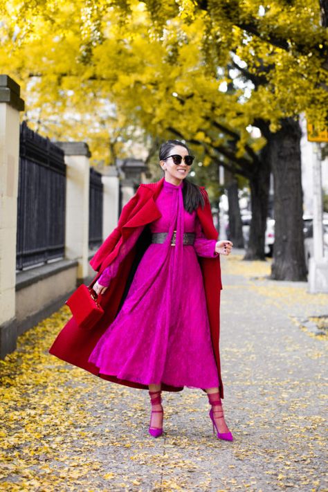 Wendy's Lookbook | Fantastic Colors - Fall Fashion with Reds and Pinks Fall Fashion Colors, Wendy's Lookbook, Fall Fashion Coats, Gas Monkey, Lace Pink Dress, Loose Outfit, Miranda Kerr, Colourful Outfits, Emilio Pucci