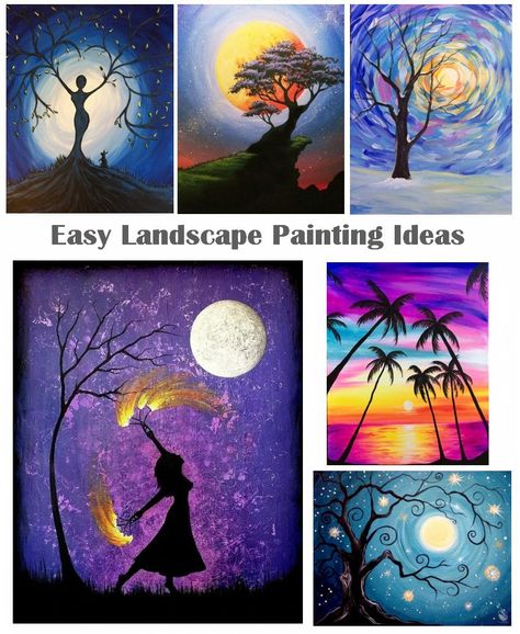 60 Easy Acrylic Painting Ideas for Beginners (Tree Paintings, Night Paintings, Sky Paintings, Moon Paintings, Forest Paintings, Mountain Paintings, Easy Landscape Painting Ideas for Beginners) Page  1   2   3   4   5   6   7   8   9   10 50 Easy DIY Acrylic Painting Ideas, Easy Landscape Painting Ideas for Beginners, N Painting Ideas Easy Landscape, Easy Diy Acrylic Painting, Acrylic Painting Ideas Easy, Simple Canvas Painting Ideas, Landscape Painting Ideas For Beginners, Easy Landscape Painting Ideas, Simple Canvas Painting, Acrylic Painting Images, Easy Nature Paintings