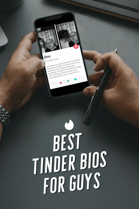 Pair of hands holding a smartphone showing a man's Tinder app bio Clever Tinder Bio Men, Funny Tinder Bio Men, Best Tinder Bio Guys, Bio For Tinder, Tinder Bio Men, Tinder Aesthetic, Tinder Profile Bio, Bio For Men, Best Tinder Bios