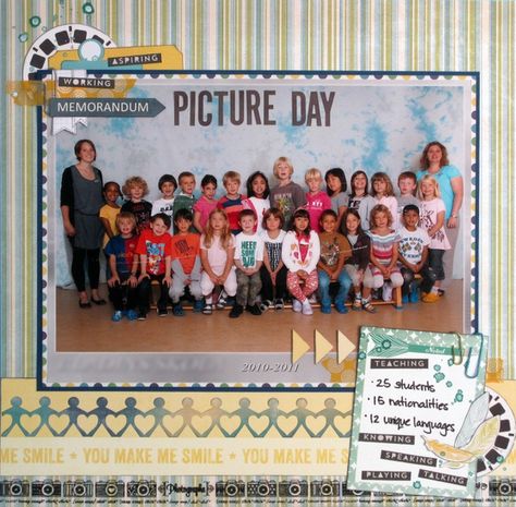 Birthday Scrapbook Layouts, Class Picture, School Scrapbook Layouts, Class Photo, Project Life Scrapbook, Scrapbook Pictures, I Love School, Picture Layouts, Class Pictures