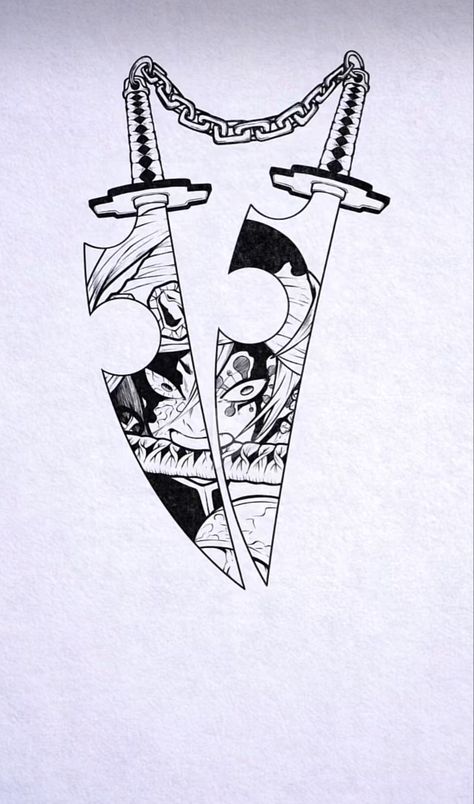 Slayer Tattoo, Blade Tattoo, Surreal Tattoo, Manga Tattoo, Japan Tattoo Design, Naruto Tattoo, Geek Tattoo, Tattoo Style Drawings, Dark Art Tattoo