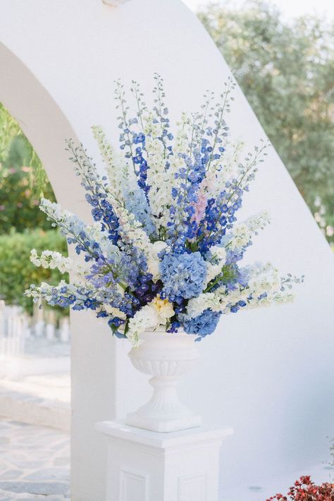 Chinoiserie Wedding, Baby Blue Weddings, Blue Wedding Decorations, White Wedding Decorations, Blue White Weddings, Delphinium Flowers, Blue Delphinium, White Wedding Theme, Blue Themed Wedding