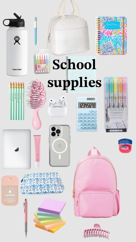 𝐒𝐜𝐡𝐨𝐨𝐥 𝐬𝐮𝐩𝐩𝐥𝐢𝐞𝐬 School Supplies 5th Grade, Middle School Supplies 6th Grade, 7th Grade School Supplies List, Target School Supplies, Trendy School Supplies, Aesthetic Back To School Supplies, Cute Back To School Supplies, Best School Supplies, Back To School Stuff