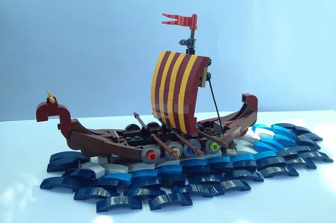 Mini Viking Ship WIP | Flickr - Photo Sharing! Lego Viking, Microscale Lego, Lego Boats, Lego Pirate Ship, Viking Longboat, Lego Boat, Viking Boat, Lego Pirates, Lego Knights