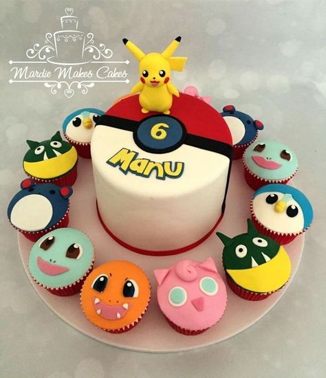 Pokemon Cake And Cupcakes, Cupcakes Pokemon, Bolo Pikachu, Pikachu Party, Pokémon Cake, Pokemon Cupcakes, Pokemon Birthday Cake, Pokémon Birthday, Pikachu Cake