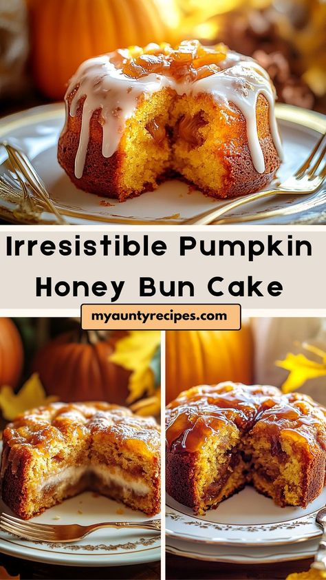 Make your fall special with our Easy Pumpkin Honey Bun Cake for Fall! This cake is moist and packed with pumpkin flavor, featuring a delicious cinnamon swirl and topped with a sweet glaze. Ideal for gatherings or cozy nights in, it’s simple to make and sure to impress. Enjoy a slice with a warm beverage! Pumpkin Honey Bun Cake Recipe, Pumpkin Honey Bun Cake, Honey Bun Cake Recipe, Bun Cake Recipe, Pumpkin Buns, Pumpkin Bundt Cake Recipes, Honey Bun Cake, Bun Cake, Sweet Glaze