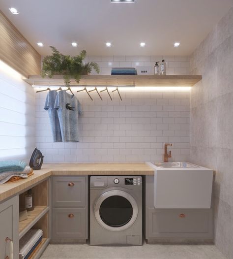 #laundry #room #laundryroom #home #homedecor #interiordesign #lighting #flowers #gold #grey #wood #love #diy #fashion #aesthetic Utility Room Designs, Laundy Room, Laundry Room Ideas Small Space, Room Storage Diy, Dream Laundry Room, Basement Laundry, Laundry Room Layouts, Laundry Room Renovation, Kabinet Dapur