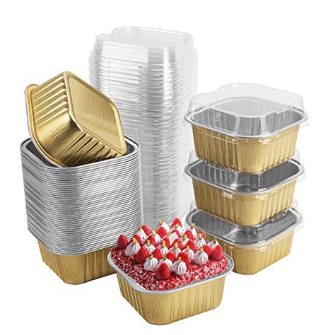 Square Cupcakes, Funny Baking, Mini Cake Pans, Large Cupcake, Mini Loaf Pan, Cupcake Pans, Square Cake Pans, Cups With Lids, Aluminum Pans