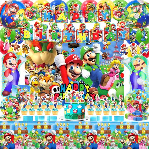 PRICES MAY VARY. IDEAL MARIO PARTY FAVORS: If you are worried about the theme of a birthday party or just want to hold a Mario themed birthday party, then choosing this Mario birthday decoration is definitely the right choice! Our Mario party has a complete set of decorations and excellent quality, which will definitely bring you a perfect Mario party! MARIO BIRTHDAY PARTY SUPPLIES: Mario birthday decorations can bring you a perfect party experience! Mario party supplies include 1 Mario birthday Mario Birthday Party Decorations, Mario Backdrop, Table Cloth Decorations, Mario Birthday Party, Mario Birthday, Kids Gift Guide, Mario Party, Birthday Supplies, Birthday Decoration