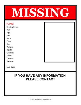 Get the word out about a missing person with this eye-catching flyer with a red header and a space for a picture. Free to download and print Missing Person Poster Aesthetic, This Person Is Header, Person Template, Lost Poster, Poster Template Free, Theme Template, Missing Persons, Free Flyer Templates, Event Flyer Templates