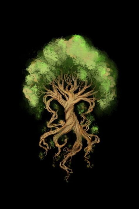 The eternal tree, tree of life and fertility - Yggdrasil! Also a symbol of the earth and the keeping of our planet, in a good way. (save our planet!) Fantasy Tree Drawing, Avatar Tree, Yggdrasil Tattoo, Oak Tree Tattoo, Yggdrasil Tree, Tree Of Life Painting, Family Tree Art, Medusa Art, Fantasy Tree