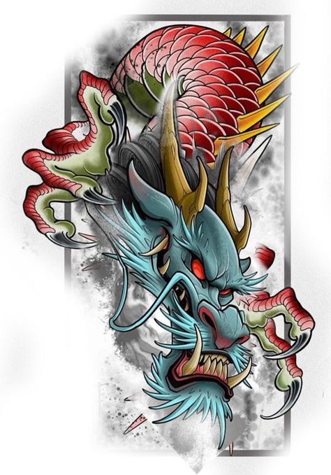 Dragon Tattoo Japanese Style, Dragon Japanese Tattoo, Dragon Tattoo Japanese, Dragon Tattoo Outline, Dragon Tattoo Drawing, Dragon Head Tattoo, Dragon Tattoo Sketch, Tattoo Poster, Traditional Japanese Tattoo Designs