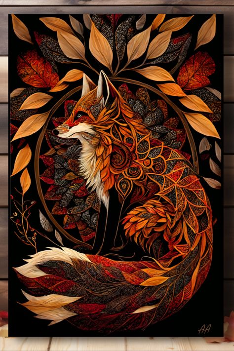 Fox Artwork, Illustration Kunst, Fox Pattern, Large Canvas Wall Art, Fox Art, Arte Animal, Arte Fantasy, 판타지 아트, Art And Illustration