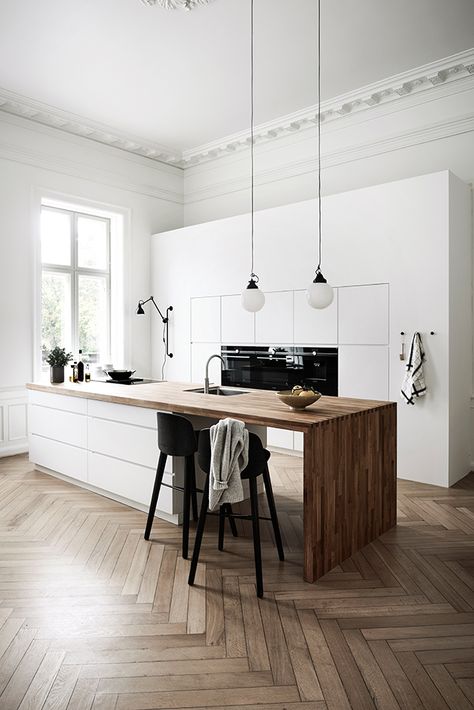 T.D.C: Mano Kitchen + Bathroom by Kvik Kitchen Open Concept, Kitchen Island Storage, Scandinavian Kitchen Design, Kitchen Island Bench, Nordic Kitchen, White Kitchen Island, Modern Kitchen Island, Scandinavian Interior Design, Scandinavian Kitchen