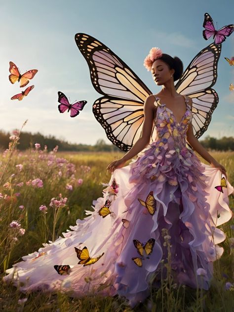 Enchanted Meadow: Butterfly Couture Fantasy Gown Butterfly Couture, Ombré Gown, Enchanted Meadow, Butterfly Wedding Dress, Textured Gown, Junk Kouture, Ombre Gown, Butterfly Costume, Butterfly Fashion