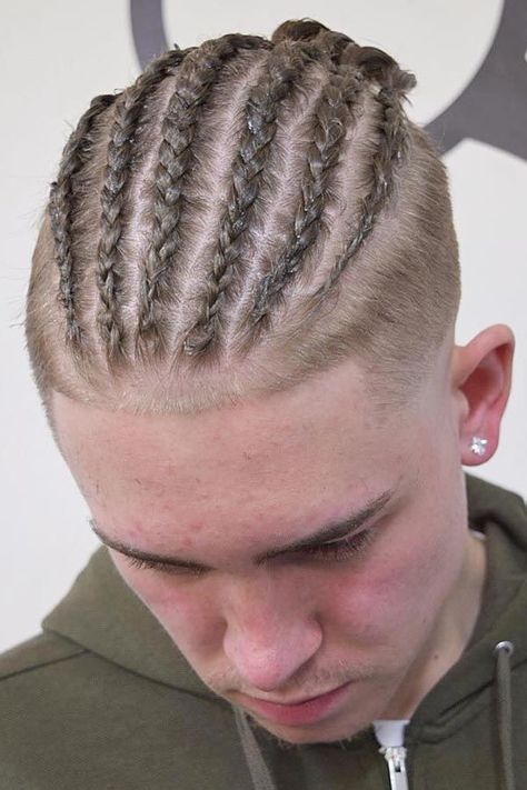 A Photo Gallery Of Man Bun Braids Hairstyles #undercut #manbraid #manbun #braidsformen #cornrows ★Want to try on man bun braids and looking for some inspiration? In our gallery, you'll find the most elaborate design ideas that suit everyone, from white to black men. Choose the style that matches your tastes and preferences, be it a short hair braided top knot or undercut cornrow bun. ★  #menshaircuts #menshairstyles White Boy Cornrows, Braided Hairstyles For Boys Kids, White Men Braids, Braided Hair For Men, Wolfcut Man, Short Hair Braids Men, White Boy Braids, Braids Men Short Hair, Men’s Braided Hairstyles