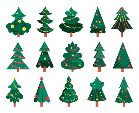 Flat Style, Fashion Flats, Christmas Trees, Geometry, Vector Art, Vector Free, Royalty Free, Trees, Christmas Tree