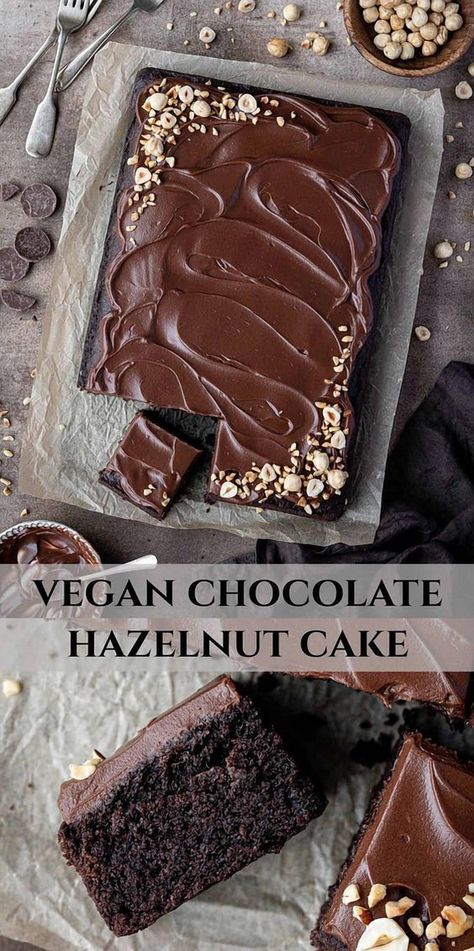 Indulge in a luscious treat that's as kind to the planet as it is to your taste buds. This plant-based chocolate and hazelnut delight combines rich, velvety chocolate with the nutty crunch of hazelnuts, creating a dessert experience that's both decadent and guilt-free. Perfect for satisfying your sweet tooth while staying true to your plant-based lifestyle, this delightful creation is sure to become a favorite for any occasion. Whether you're hosting a dinner party or simply treating yourself, this dessert promises to impress with its luxurious flavors and wholesome ingredients. Hazelnut Ganache, Hazelnut Flour, Chocolate Hazelnut Cake, Vegan Baking Recipes, Plant Based Desserts, Hazelnut Cake, Vegan Chocolate Cake, Vegan Cake Recipes, Vegan Bakery