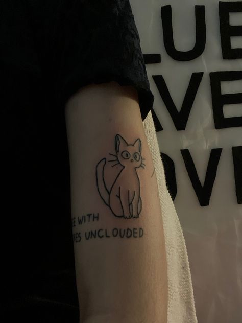 Jiji Tattoo, Kiki's Delivery Service Tattoo, Kikis Delivery Service, Glyph Tattoo, Ghibli Tattoo, Tattoo Now, Cute Tiny Tattoos, Greek Tattoos, Dark Tattoo